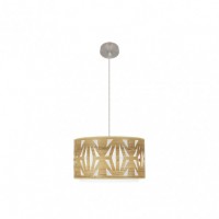 Distribuidor - Lâmpadas Diversas | Colgantes Moderno | COLGANTE KATERINA 1XE27 NIQUEL/MADERA CLARA REGX40X40 CM Ref: 177994085